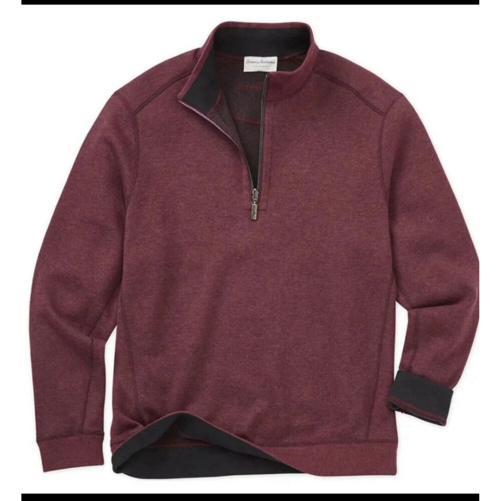 Tommy Bahama Mens Pullover Reversible 1/2 Zip Pinot Noir Size Medium